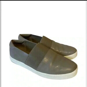 VINCE Corbin Taupe Leather Slip On Sneakers